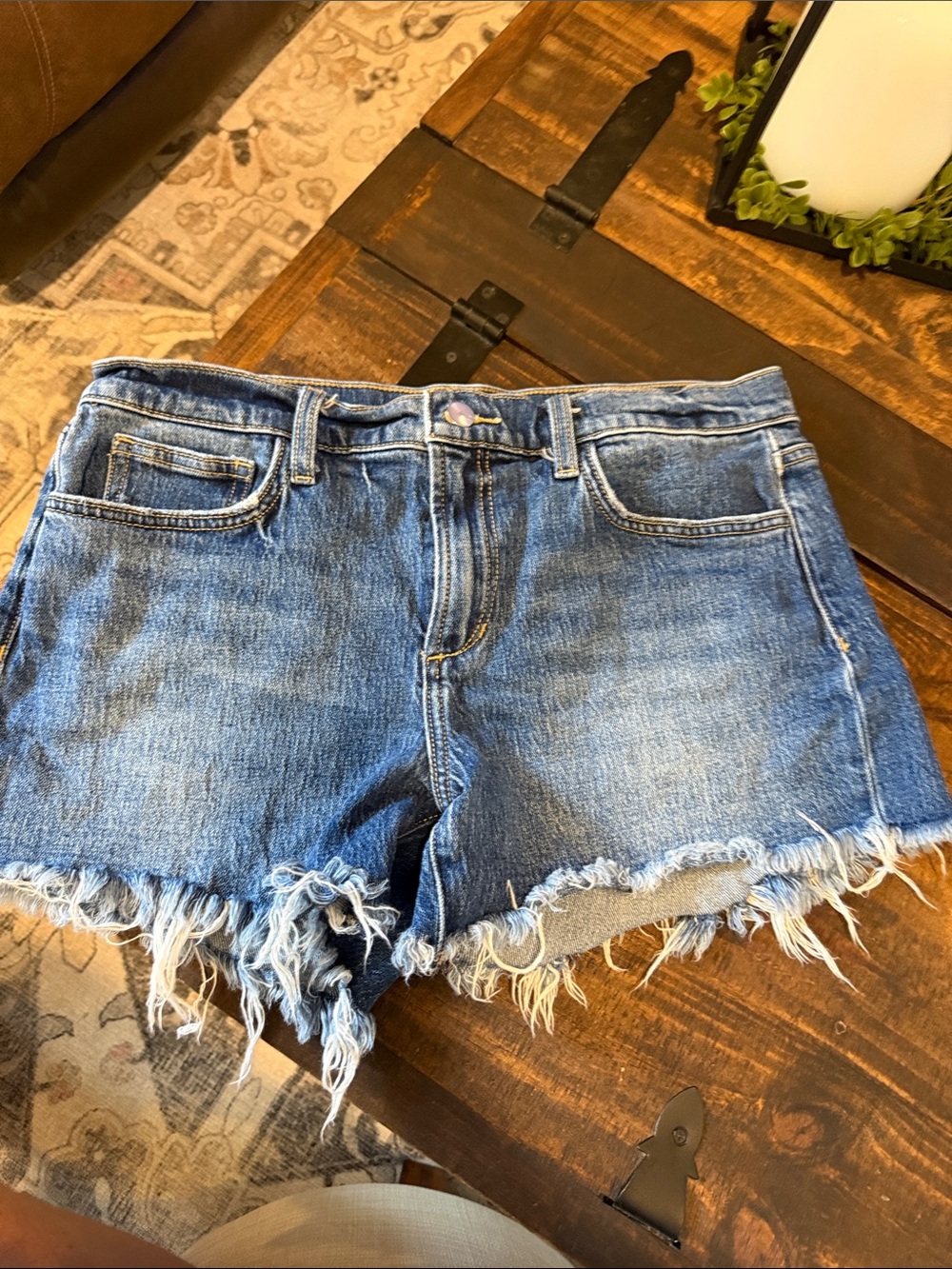 Joe's Jeans Blue Distressed Frayed Hem Denim Shorts